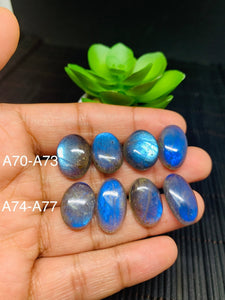 Labradorite Cabochon Code# A70-A77 - Blue Color AAA Quality - Natural Labradorite Cabs - Labradorite Stone