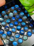 7MM Labradorite Round Cabochon Pack of 5 Pcs - AAAA Quality - Natural Labradorite Blue Flash cabs- Labradorite Loose Stone