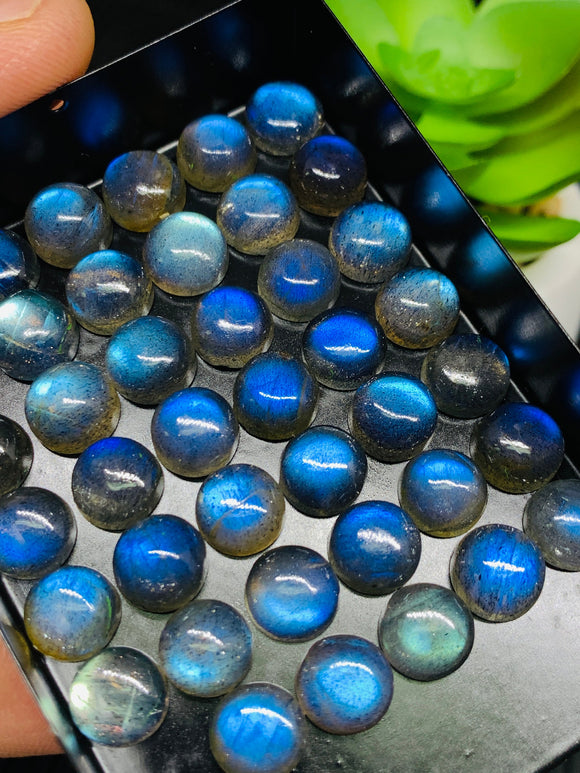 Labradorite Round Cabochon 6 mm Size Pack of 6 Pcs - AAAA Quality - Natural Labradorite Blue Flash cabs- Labradorite Loose Stone