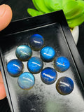 Labradorite Round Cabochon 15 mm Size Pack of 2 Pcs - AAAA Quality - Natural Labradorite Blue Flash cabs- Labradorite Loose Stone
