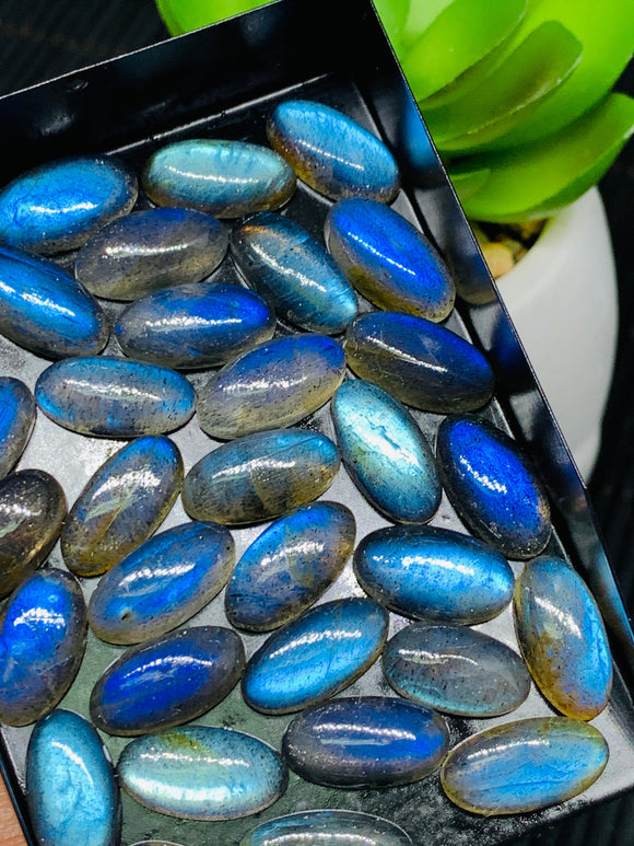 Labradorite Oval Cabochon 9X13 mm - Pack of 2 Pieces - AAAA Quality Blue Color - Natural Labradorite Cabs - Labradorite Stone