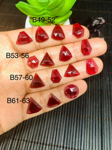 Garnet Rose Cut Fancy Polki - Code B49- B63  Garnet Faceted Polki -  AAA Quality- Best for Jewelry making- One Side Cutting