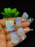 Moonstone Cabochon Code B33- B36 - AAA Quality - Blue Flash Natural Rainbow Moonstone Cabochon - Origin India