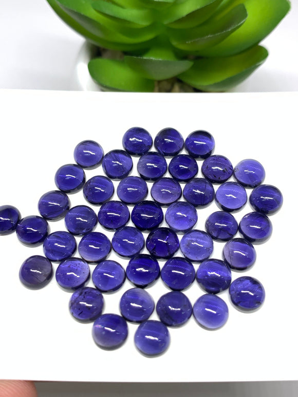 Iolite Round Cabochon 6 mm size -Pack of 2 Pcs- Blue Color- AAA Quality  Natural Iolite Cabs -Iolite Loose Stones