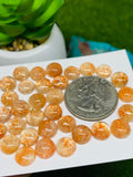 Sunstone Cabochon 9 mm Code# S50 - Pack of 2 Pieces  -AAA Quality cabs (Light Color)  Sunstone Oval Cabochon -Natural Sunstone Cabs