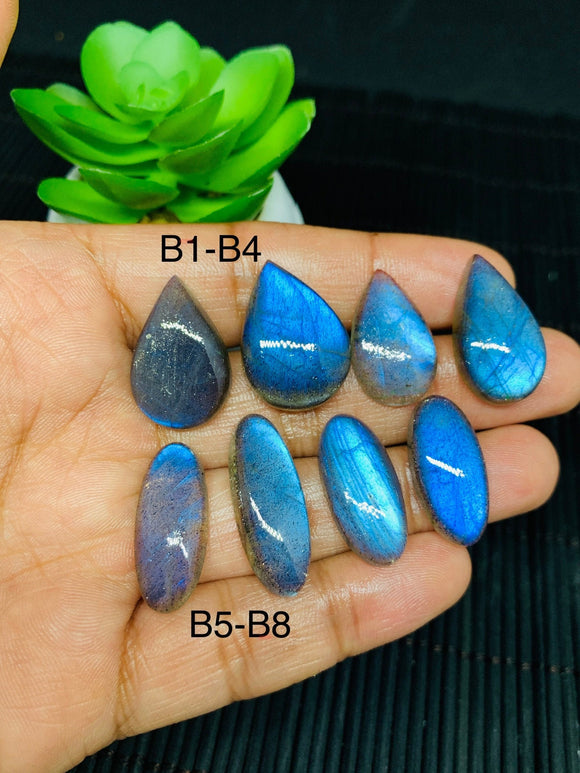 Labradorite Cabochon - Code# B1 TO B8 - AAAA Quality - Blue Color Natural Labradorite cabs- Labradorite Loose Stone- Labradorite Oval Cabs