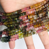 Multi Tourmaline Heishi 4.5M, Natural Tourmaline, Origin Africa, Tourmaline flat slice shape . Length 15"