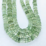 Prasiolite Heishi beads- 5 /7 mm Green Amethyst heishi shape, length 14" Smooth Heishi
