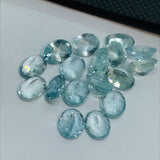 Aquamarine faceted 6X8MM oval cabs, weight -8ct. pack of 2Pc, Blue Aquamarine cabochon , AAA Quality cabs