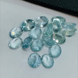 Aquamarine faceted 7X9MM oval cabs, weight -8ct. pack of 2Pc, Blue Aquamarine cabochon , AAA Quality cabs