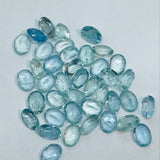 Aquamarine faceted 6X8MM Oval cabs,weight -6ct. pack of 6Pc, Blue Aquamarine cabochon , AAA Quality cabs