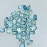 Aquamarine faceted 6X8MM Oval cabs,weight -6ct. pack of 6Pc, Blue Aquamarine cabochon , AAA Quality cabs