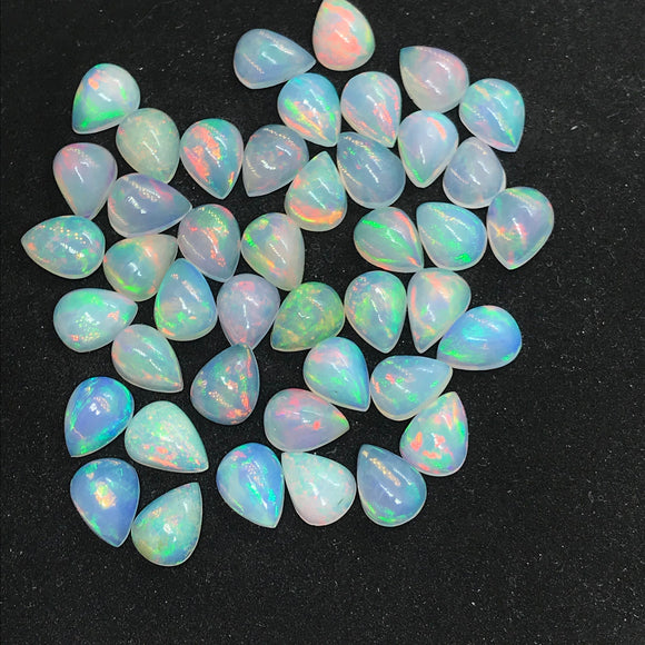 Ethiopian Opal 7X10mm Pear size Cabs Pack of 2 Pieces -Code P-1 AAA Quality (AAA Grade) Opal Cabochon - Ethiopian Opal Pear Cabochon