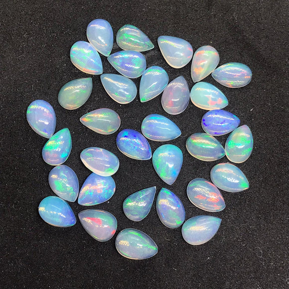 Ethiopian Opal 5X8MM Pear size Cabs Pack of 2 Pieces - AAA Quality, Opal Cabochon - Ethiopian Opal Pear Cabochon, code P-3