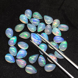 5 Pcs Ethiopian Opal 5X8MM Pear size Cabs Pack of 5 Pieces - AAA Quality, Opal Cabochon - Ethiopian Opal Pear Cabochon, code P-3