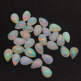 5 Pcs Ethiopian Opal 5X8MM  Pear size Cabs Pack of 5 Pieces - AAA Quality, Opal Cabochon - Ethiopian Opal Pear Cabochon, code P-2