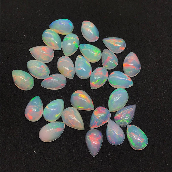 5 Pcs Ethiopian Opal 6X8MM  Pear size Cabs Pack of  Pieces - AAA Quality, Opal Cabochon - Ethiopian Opal Pear Cabochon, code P-1