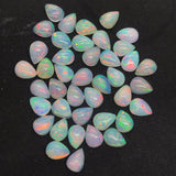 Ethiopian Opal 5X8MM Pear size Cabs Pack of 2 Pieces - AAA Quality, Opal Cabochon - Ethiopian Opal Pear Cabochon, code P-2