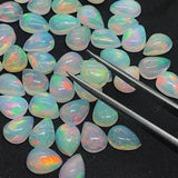 Ethiopian Opal 5X8MM Pear size Cabs Pack of 2 Pieces - AAA Quality, Opal Cabochon - Ethiopian Opal Pear Cabochon, code P-2