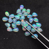 Ethiopian Opal 5X8MM Pear size Cabs Pack of 2 Pieces - AAA Quality, Opal Cabochon - Ethiopian Opal Pear Cabochon, code P-3