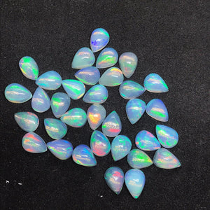 Ethiopian Opal 5X8MM  Pear size Cabs Pack of 2 Pieces - AAA Quality, Opal Cabochon - Ethiopian Opal Pear Cabochon, code P-3