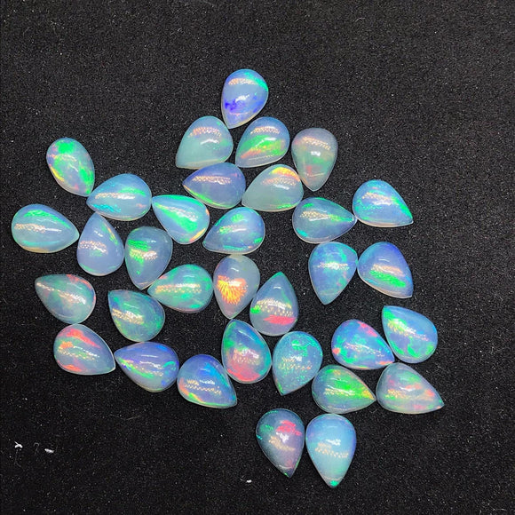 Ethiopian Opal 5X8MM  Pear size Cabs Pack of 2 Pieces - AAA Quality, Opal Cabochon - Ethiopian Opal Pear Cabochon, code P-3