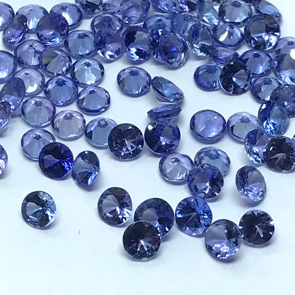 4Pc Tanzanite 3MM Faceted Round cabs, -Good Quality Natural Tanzanite Cut stone,Pack of 4 PCs.