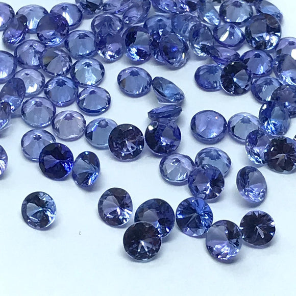 2Pc Tanzanite 4MM Faceted Round cabs, -Good Quality Natural Tanzanite Cut stone,Pack of 2 PCs.