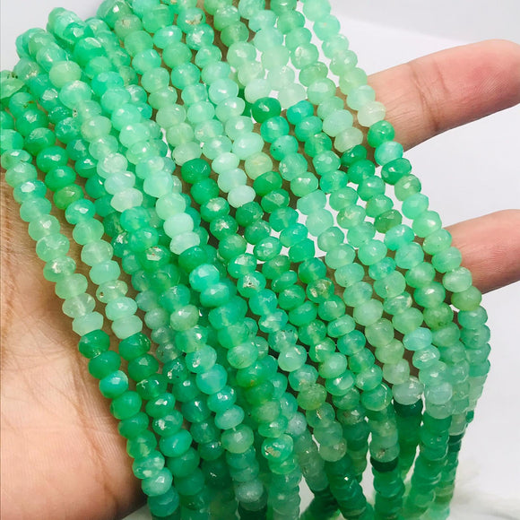 4MM Chrysoprase Faceted Roundel Beads, AAA quality, Multi color beads , length 14