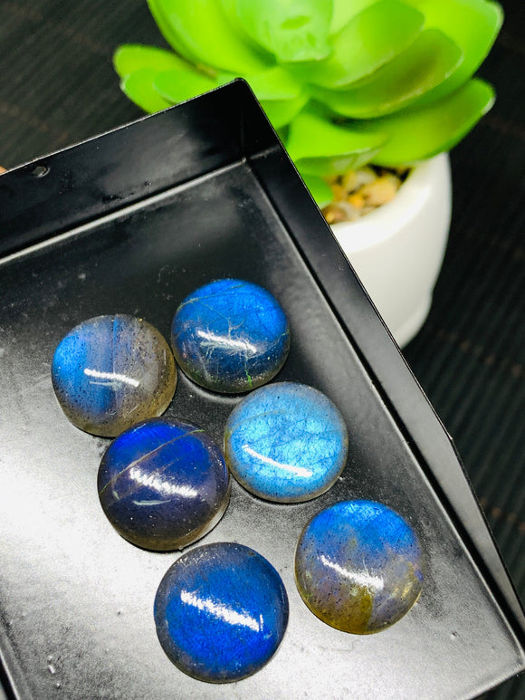 Labradorite Round Cabochon 14 mm Size Pack of 1 Piece - AAAA Quality - Natural Labradorite Blue Flash cabs- Labradorite Loose Stone