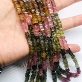 Multi Tourmaline Heishi 4.5M, Natural Tourmaline, Origin Africa, Tourmaline flat slice shape . Length 15"