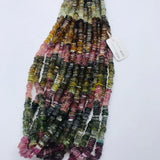 Multi Tourmaline Heishi 4.5M, Natural Tourmaline, Origin Africa, Tourmaline flat slice shape . Length 15"