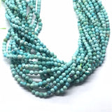 Turquoise Faceted 2.8MM,Round faceted shape . genuine Turquoise beads, Length 16" , Natural Blue American Turquoise