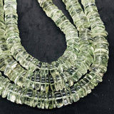 Prasiolite Heishi beads- 5 /7 mm Green Amethyst heishi shape, length 14" Smooth Heishi