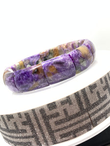 Charoite Bracelet 15x17-20 mm size- Code # C11-  Length 7.5 Inch- Charoite Rectangle Bracelet-  Origin Russia-  Charoite Jewelry