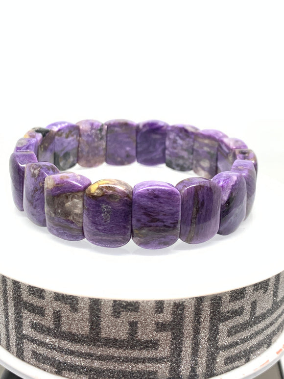 Charoite Bracelet 16x12 mm size- Code # A10 Length 7.5 Inch- Weight 43.1 gm  Natural Charoite Bracelet-  Origin Russia-