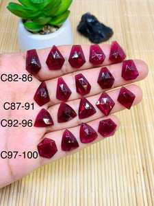 Garnet Rose Cut Fancy Polki - Code # C82-C100- Garnet Faceted Polki -  AAA Quality- Best for Jewelry making- One Side Cutting