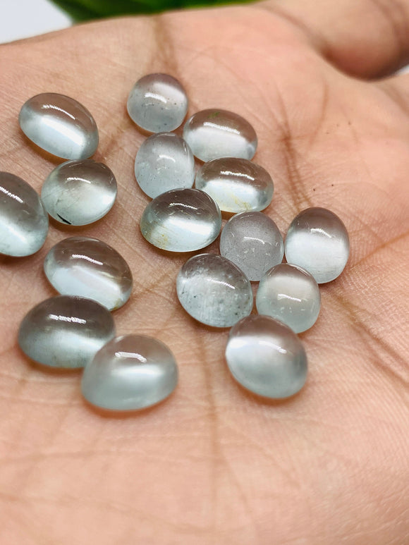 Aquamarine Cabochon 7x9 mm Pack of 4 Pcs - Code #A6- AAA Quality cabs- Natural Aquamarine Cabs