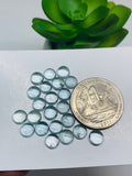 Aquamarine Cabochon 6 mm Pack of 4 Pcs - AAA Quality cabs- Natural Aquamarine Cabs