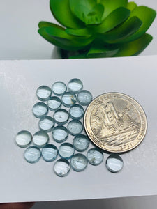 Aquamarine Cabochon 6  mm Pack of 4 Pcs - AAA Quality cabs- Natural Aquamarine Cabs