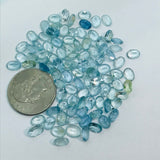 Aquamarine faceted 5X7MM Oval cabs,weight -3.5ct. pack of 5Pc, Blue Aquamarine cabochon , AAA Quality cabs