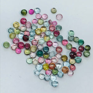 Tourmaline 3-3.5MM Multi Color Cabochon  ,Tourmaline gemstone loose cabs , Tourmaline cabs , Pack of 8Pcs, AAA Quality