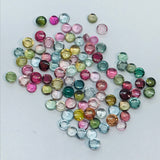 Tourmaline 3-3.5MM Multi Color Cabochon ,Tourmaline gemstone loose cabs , Tourmaline cabs , Pack of 8Pcs, AAA Quality