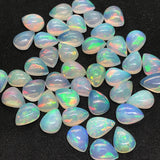 Ethiopian Opal 7X10mm Pear size Cabs Pack of 2 Pieces -Code P-1 AAA Quality (AAA Grade) Opal Cabochon - Ethiopian Opal Pear Cabochon