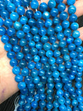 Neon Apatite Round Beads 8mm Size - Code #02 - Perfect Round Beads- 40cm Length - Dark Color - AAA Quality Beads