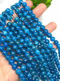 Neon Apatite Round Beads 8mm Size - Code #02 - Perfect Round Beads- 40cm Length - Dark Color - AAA Quality Beads