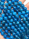 Neon Apatite Round Beads 8mm Size - Code #02 - Perfect Round Beads- 40cm Length - Dark Color - AAA Quality Beads
