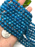 Neon Apatite Round Beads  8mm Size - Code #01 -  Perfect Round Beads- 40cm Length - Dark Color - AA+ Quality Beads