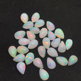 5 Pcs Ethiopian Opal 5X8MM Pear size Cabs Pack of 5 Pieces - AAA Quality, Opal Cabochon - Ethiopian Opal Pear Cabochon, code P-2
