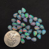 Ethiopian Opal 5X8MM  Pear size Cabs Pack of 2 Pieces - AAA Quality, Opal Cabochon - Ethiopian Opal Pear Cabochon, code P-1